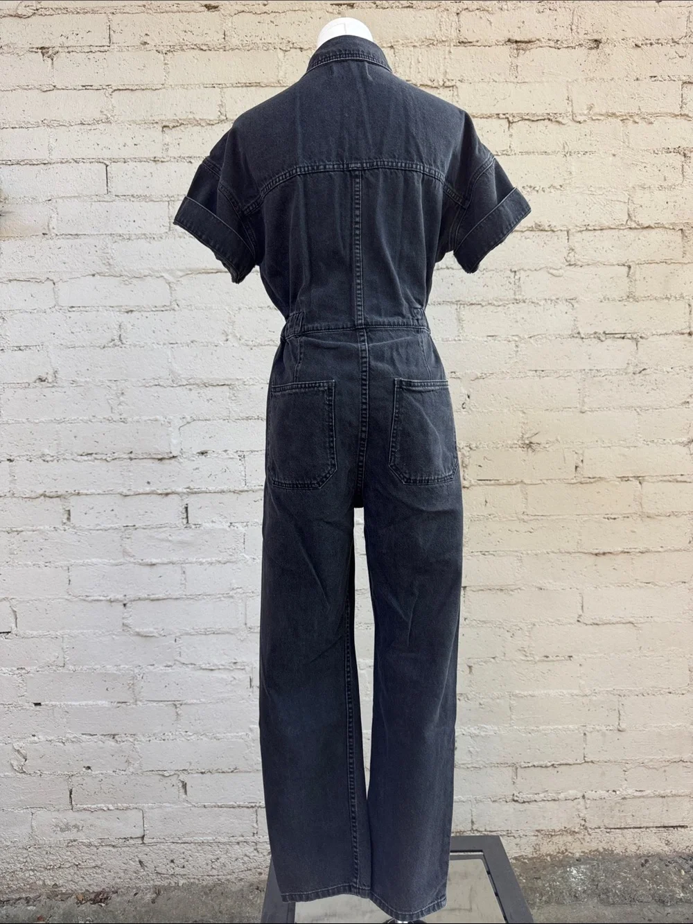 Free People We The Free Marci Jumpsuit Black Wash Denim Size XS